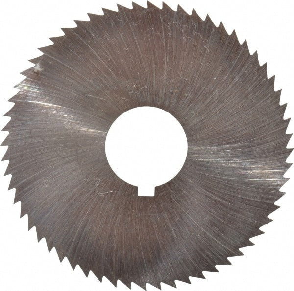 Made in USA - 2-1/4" Diam x 0.018" Blade Thickness x 5/8" Arbor Hole Diam, 60 Tooth Slitting and Slotting Saw - Arbor Connection, Right Hand, Uncoated, High Speed Steel, Concave Ground, Contains Keyway - Exact Tooling