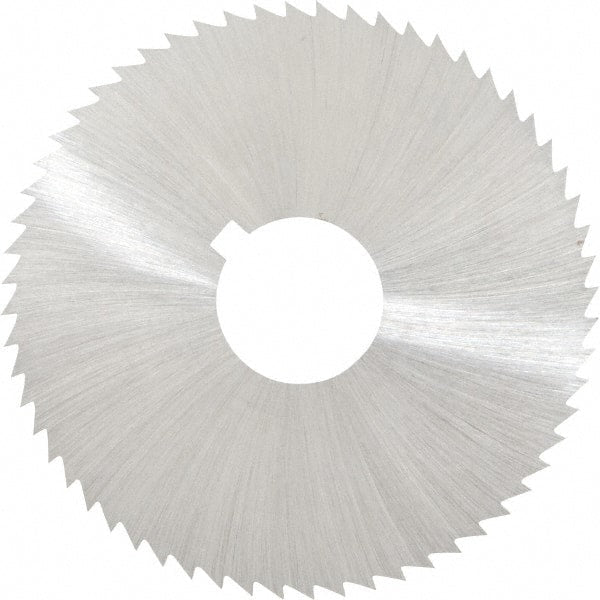 Made in USA - 2-1/4" Diam x 0.02" Blade Thickness x 5/8" Arbor Hole Diam, 60 Tooth Slitting and Slotting Saw - Arbor Connection, Right Hand, Uncoated, High Speed Steel, Concave Ground, Contains Keyway - Exact Tooling