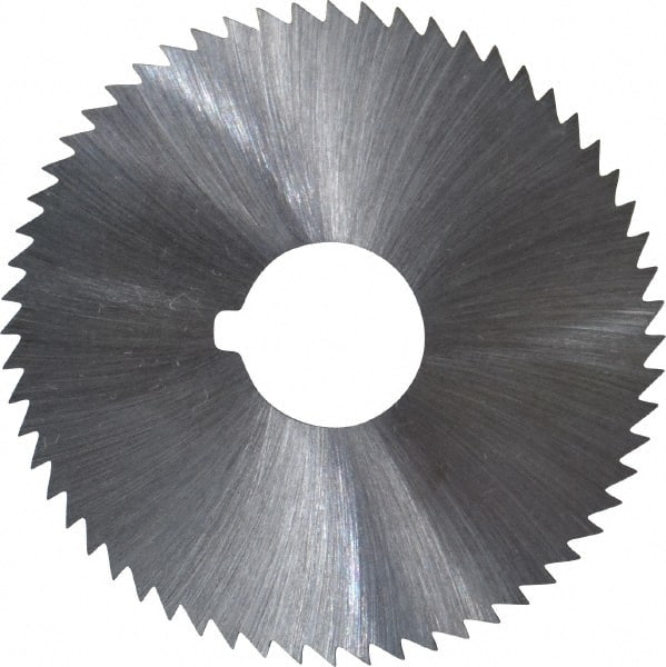 Made in USA - 2-1/4" Diam x 0.025" Blade Thickness x 5/8" Arbor Hole Diam, 60 Tooth Slitting and Slotting Saw - Arbor Connection, Right Hand, Uncoated, High Speed Steel, Concave Ground, Contains Keyway - Exact Tooling