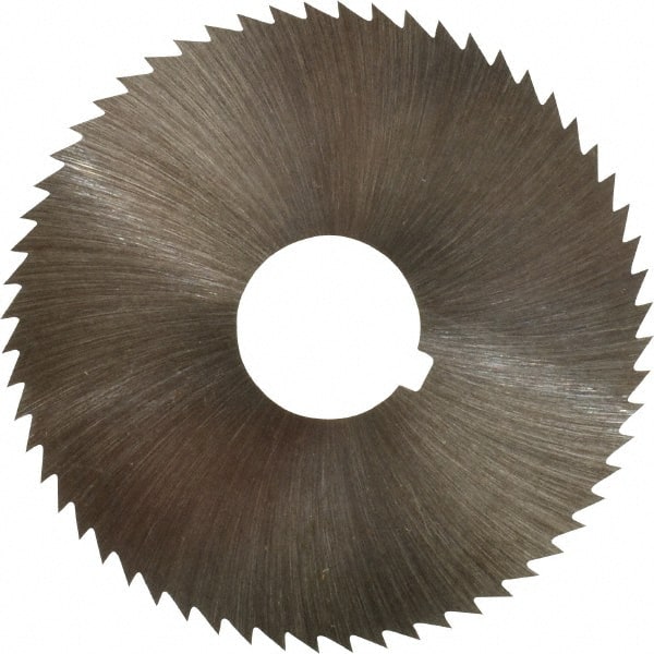 Made in USA - 2-1/4" Diam x 0.028" Blade Thickness x 5/8" Arbor Hole Diam, 60 Tooth Slitting and Slotting Saw - Arbor Connection, Right Hand, Uncoated, High Speed Steel, Concave Ground, Contains Keyway - Exact Tooling