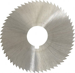 Made in USA - 2-1/4" Diam x 0.036" Blade Thickness x 5/8" Arbor Hole Diam, 60 Tooth Slitting and Slotting Saw - Arbor Connection, Right Hand, Uncoated, High Speed Steel, Concave Ground, Contains Keyway - Exact Tooling