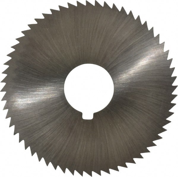 Made in USA - 2-1/4" Diam x 0.045" Blade Thickness x 5/8" Arbor Hole Diam, 60 Tooth Slitting and Slotting Saw - Arbor Connection, Right Hand, Uncoated, High Speed Steel, Concave Ground, Contains Keyway - Exact Tooling