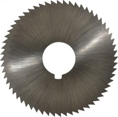 Made in USA - 2-1/4" Diam x 0.045" Blade Thickness x 5/8" Arbor Hole Diam, 60 Tooth Slitting and Slotting Saw - Arbor Connection, Right Hand, Uncoated, High Speed Steel, Concave Ground, Contains Keyway - Exact Tooling