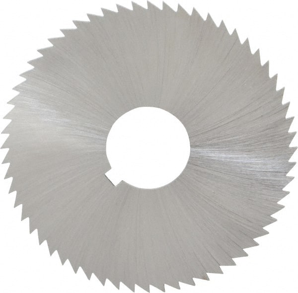 Made in USA - 2-1/4" Diam x 0.051" Blade Thickness x 5/8" Arbor Hole Diam, 60 Tooth Slitting and Slotting Saw - Arbor Connection, Right Hand, Uncoated, High Speed Steel, Concave Ground, Contains Keyway - Exact Tooling