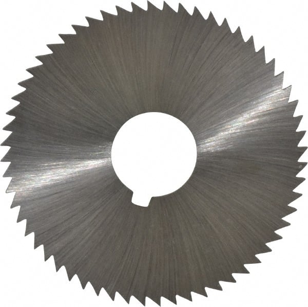 Made in USA - 2-1/4" Diam x 0.064" Blade Thickness x 5/8" Arbor Hole Diam, 60 Tooth Slitting and Slotting Saw - Arbor Connection, Right Hand, Uncoated, High Speed Steel, Concave Ground, Contains Keyway - Exact Tooling