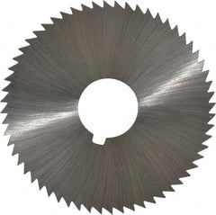Made in USA - 2-1/4" Diam x 0.064" Blade Thickness x 5/8" Arbor Hole Diam, 60 Tooth Slitting and Slotting Saw - Arbor Connection, Right Hand, Uncoated, High Speed Steel, Concave Ground, Contains Keyway - Exact Tooling