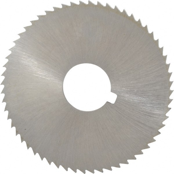 Made in USA - 2-1/4" Diam x 0.091" Blade Thickness x 5/8" Arbor Hole Diam, 60 Tooth Slitting and Slotting Saw - Arbor Connection, Right Hand, Uncoated, High Speed Steel, Concave Ground, Contains Keyway - Exact Tooling