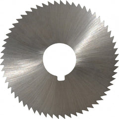 Made in USA - 2-1/4" Diam x 0.102" Blade Thickness x 5/8" Arbor Hole Diam, 60 Tooth Slitting and Slotting Saw - Arbor Connection, Right Hand, Uncoated, High Speed Steel, Concave Ground, Contains Keyway - Exact Tooling