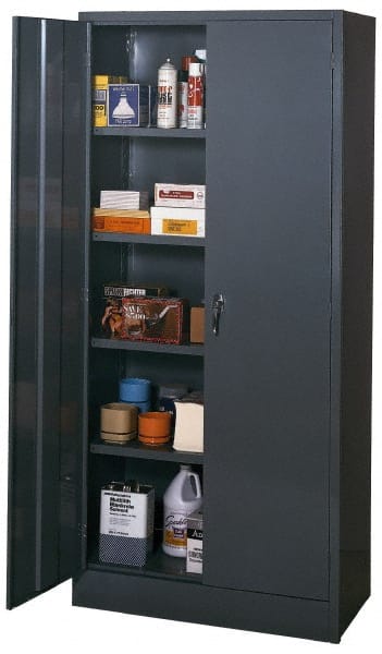 Edsal - 4 Shelf Combination Storage Cabinet - Steel, 36" Wide x 18" Deep x 78" High, Med Grey - Exact Tooling