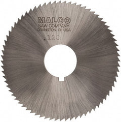 Made in USA - 2-3/4" Diam x 0.128" Blade Thickness x 3/4" Arbor Hole Diam, 72 Tooth Slitting and Slotting Saw - Arbor Connection, Right Hand, Uncoated, High Speed Steel, Concave Ground, Contains Keyway - Exact Tooling