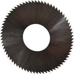 Made in USA - 2-3/4" Diam x 0.018" Blade Thickness x 1" Arbor Hole Diam, 72 Tooth Slitting and Slotting Saw - Arbor Connection, Right Hand, Uncoated, High Speed Steel, Concave Ground, Contains Keyway - Exact Tooling