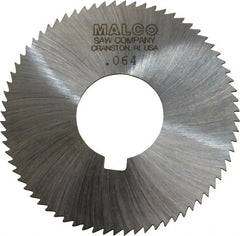 Made in USA - 2-3/4" Diam x 0.064" Blade Thickness x 1" Arbor Hole Diam, 72 Tooth Slitting and Slotting Saw - Arbor Connection, Right Hand, Uncoated, High Speed Steel, Concave Ground, Contains Keyway - Exact Tooling