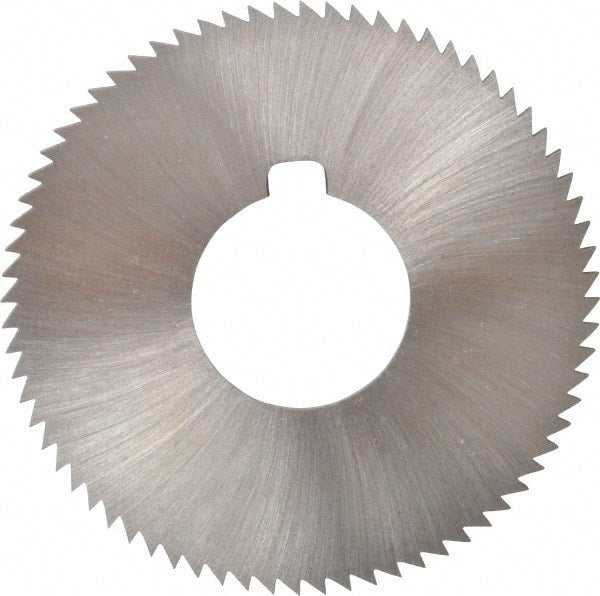 Made in USA - 2-3/4" Diam x 0.072" Blade Thickness x 1" Arbor Hole Diam, 72 Tooth Slitting and Slotting Saw - Arbor Connection, Right Hand, Uncoated, High Speed Steel, Concave Ground, Contains Keyway - Exact Tooling