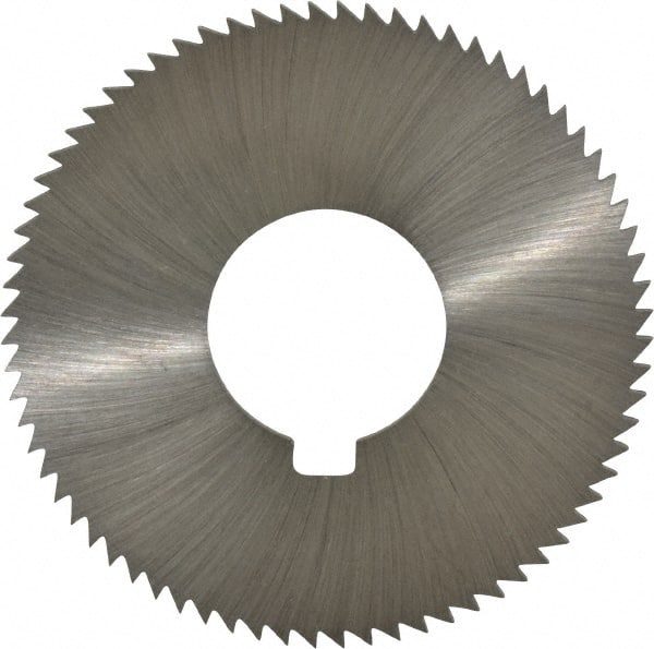 Made in USA - 2-3/4" Diam x 0.091" Blade Thickness x 1" Arbor Hole Diam, 72 Tooth Slitting and Slotting Saw - Arbor Connection, Right Hand, Uncoated, High Speed Steel, Concave Ground, Contains Keyway - Exact Tooling