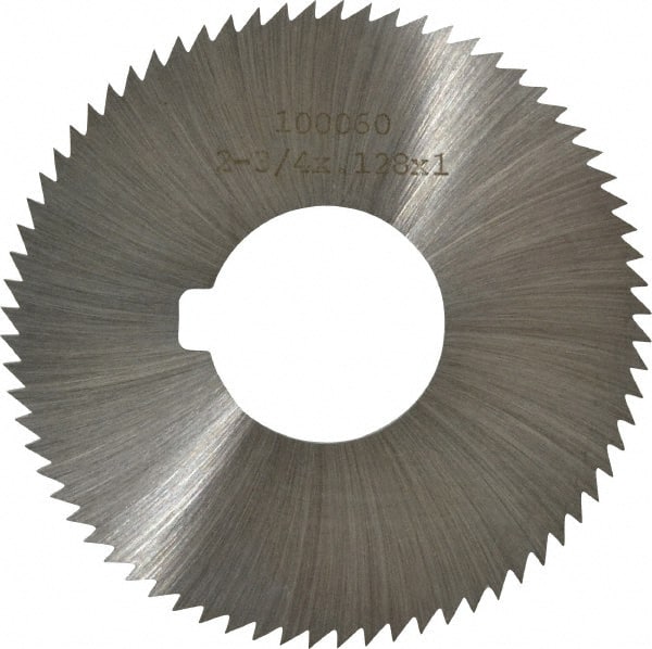 Made in USA - 2-3/4" Diam x 0.128" Blade Thickness x 1" Arbor Hole Diam, 72 Tooth Slitting and Slotting Saw - Arbor Connection, Right Hand, Uncoated, High Speed Steel, Concave Ground, Contains Keyway - Exact Tooling