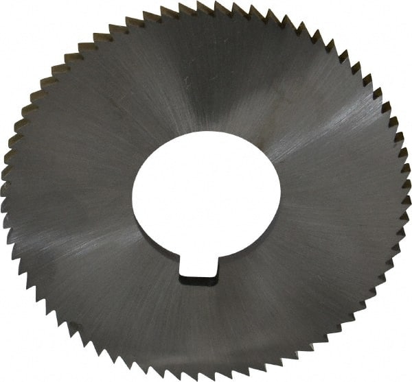 Made in USA - 2-3/4" Diam x 0.144" Blade Thickness x 1" Arbor Hole Diam, 72 Tooth Slitting and Slotting Saw - Arbor Connection, Right Hand, Uncoated, High Speed Steel, Concave Ground, Contains Keyway - Exact Tooling