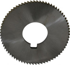 Made in USA - 2-3/4" Diam x 0.144" Blade Thickness x 1" Arbor Hole Diam, 72 Tooth Slitting and Slotting Saw - Arbor Connection, Right Hand, Uncoated, High Speed Steel, Concave Ground, Contains Keyway - Exact Tooling