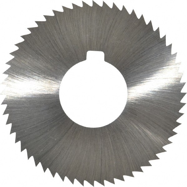 Made in USA - 2-3/4" Diam x 0.032" Blade Thickness x 1" Arbor Hole Diam, 56 Tooth Slitting and Slotting Saw - Arbor Connection, Right Hand, Uncoated, High Speed Steel, Concave Ground, Contains Keyway - Exact Tooling