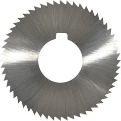 Made in USA - 2-3/4" Diam x 0.032" Blade Thickness x 1" Arbor Hole Diam, 56 Tooth Slitting and Slotting Saw - Arbor Connection, Right Hand, Uncoated, High Speed Steel, Concave Ground, Contains Keyway - Exact Tooling