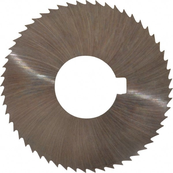 Made in USA - 2-3/4" Diam x 0.045" Blade Thickness x 1" Arbor Hole Diam, 56 Tooth Slitting and Slotting Saw - Arbor Connection, Right Hand, Uncoated, High Speed Steel, Concave Ground, Contains Keyway - Exact Tooling