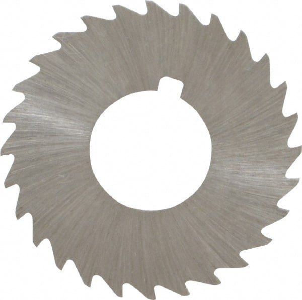 Made in USA - 1-1/4" Diam x 1/32" Blade Thickness x 1/2" Arbor Hole Diam, 28 Tooth Slitting and Slotting Saw - Arbor Connection, Right Hand, Uncoated, High Speed Steel, Concave Ground, Contains Keyway - Exact Tooling