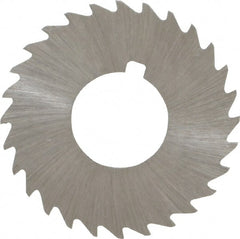 Made in USA - 1-1/4" Diam x 1/32" Blade Thickness x 1/2" Arbor Hole Diam, 28 Tooth Slitting and Slotting Saw - Arbor Connection, Right Hand, Uncoated, High Speed Steel, Concave Ground, Contains Keyway - Exact Tooling