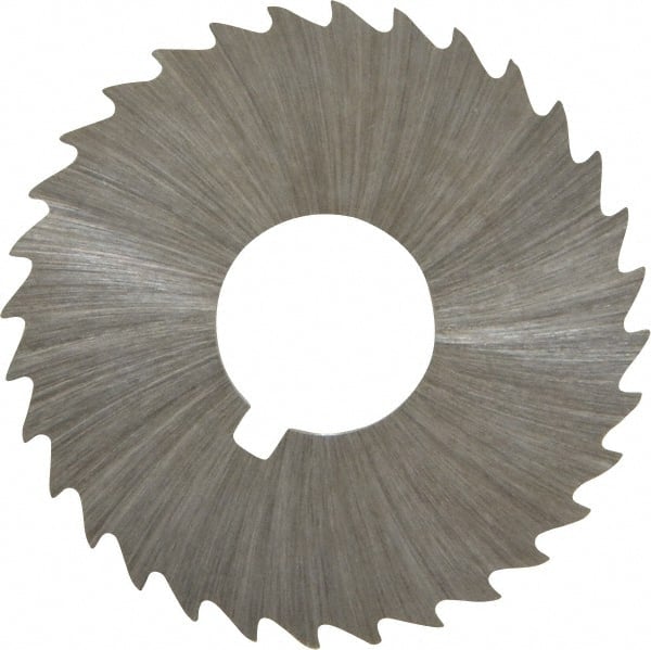 Made in USA - 1-1/2" Diam x 1/32" Blade Thickness x 1/2" Arbor Hole Diam, 32 Tooth Slitting and Slotting Saw - Arbor Connection, Right Hand, Uncoated, High Speed Steel, Concave Ground, Contains Keyway - Exact Tooling