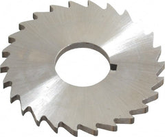 Made in USA - 1-1/2" Diam x 3/32" Blade Thickness x 1/2" Arbor Hole Diam, 26 Tooth Slitting and Slotting Saw - Arbor Connection, Right Hand, Uncoated, High Speed Steel, Concave Ground, Contains Keyway - Exact Tooling