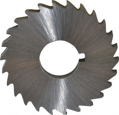 Made in USA - 1-1/2" Diam x 1/8" Blade Thickness x 1/2" Arbor Hole Diam, 26 Tooth Slitting and Slotting Saw - Arbor Connection, Right Hand, Uncoated, High Speed Steel, Concave Ground, Contains Keyway - Exact Tooling