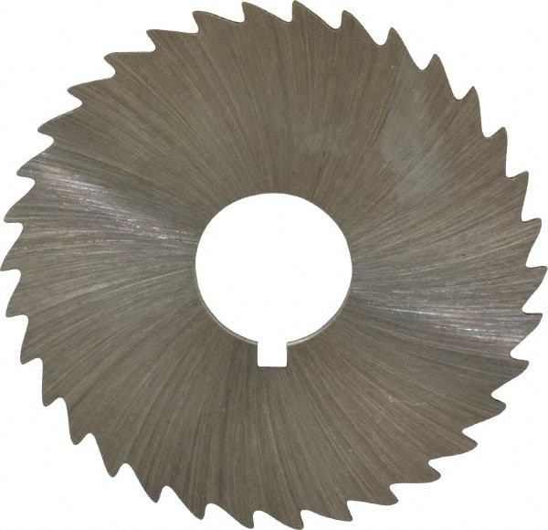 Made in USA - 1-3/4" Diam x 1/32" Blade Thickness x 1/2" Arbor Hole Diam, 34 Tooth Slitting and Slotting Saw - Arbor Connection, Right Hand, Uncoated, High Speed Steel, Concave Ground, Contains Keyway - Exact Tooling