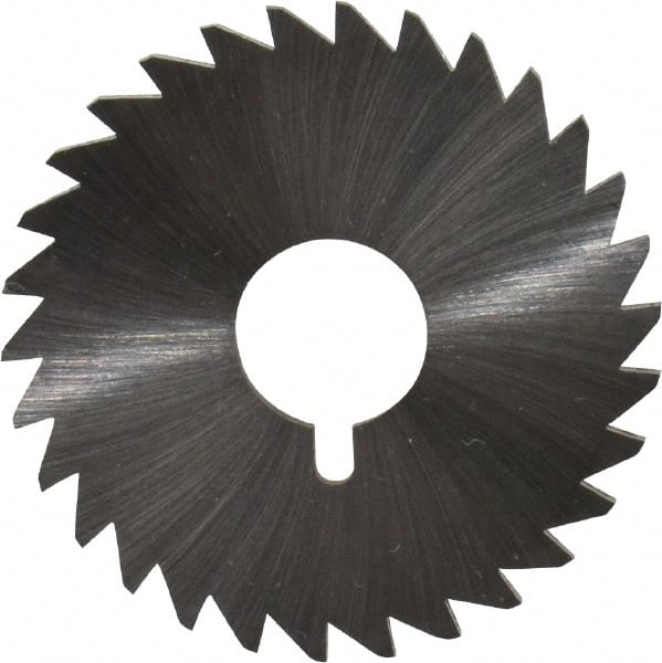 Made in USA - 1-3/4" Diam x 3/32" Blade Thickness x 1/2" Arbor Hole Diam, 30 Tooth Slitting and Slotting Saw - Arbor Connection, Right Hand, Uncoated, High Speed Steel, Concave Ground, Contains Keyway - Exact Tooling