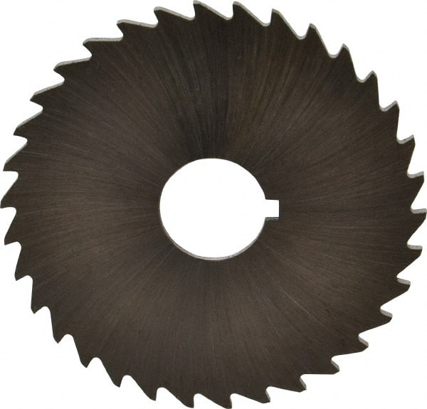 Made in USA - 2" Diam x 1/16" Blade Thickness x 1/2" Arbor Hole Diam, 34 Tooth Slitting and Slotting Saw - Arbor Connection, Right Hand, Uncoated, High Speed Steel, Concave Ground, Contains Keyway - Exact Tooling