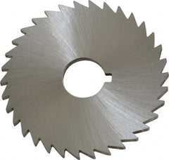 Made in USA - 2" Diam x 3/32" Blade Thickness x 1/2" Arbor Hole Diam, 34 Tooth Slitting and Slotting Saw - Arbor Connection, Right Hand, Uncoated, High Speed Steel, Concave Ground, Contains Keyway - Exact Tooling