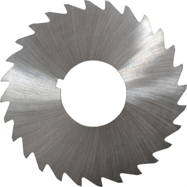 Made in USA - 2-1/2" Diam x 1/16" Blade Thickness x 7/8" Arbor Hole Diam, 28 Tooth Slitting and Slotting Saw - Arbor Connection, Right Hand, Uncoated, High Speed Steel, Concave Ground, Contains Keyway - Exact Tooling