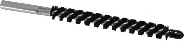 Schaefer Brush - 4" Brush Length, 7/16" Diam, Nylon Single Stem, Single Spiral Condenser Tube Brush - 6-1/4" Long, Nylon, 12-24 Female Connection - Exact Tooling