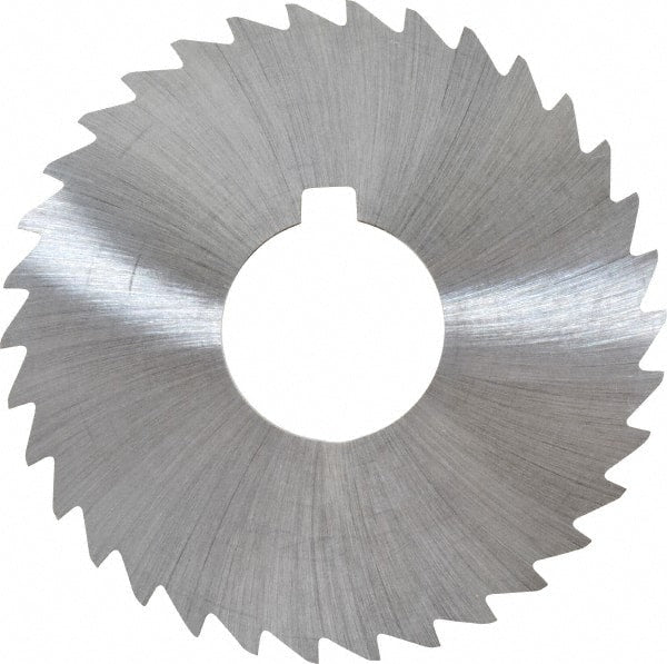 Made in USA - 3" Diam x 1/32" Blade Thickness x 1" Arbor Hole Diam, 34 Tooth Slitting and Slotting Saw - Arbor Connection, Right Hand, Uncoated, High Speed Steel, Concave Ground, Contains Keyway - Exact Tooling