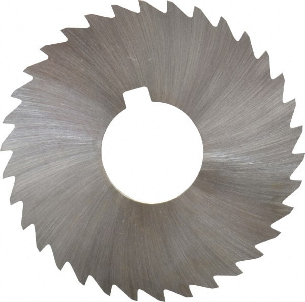 Made in USA - 3" Diam x 3/64" Blade Thickness x 1" Arbor Hole Diam, 34 Tooth Slitting and Slotting Saw - Arbor Connection, Right Hand, Uncoated, High Speed Steel, Concave Ground, Contains Keyway - Exact Tooling