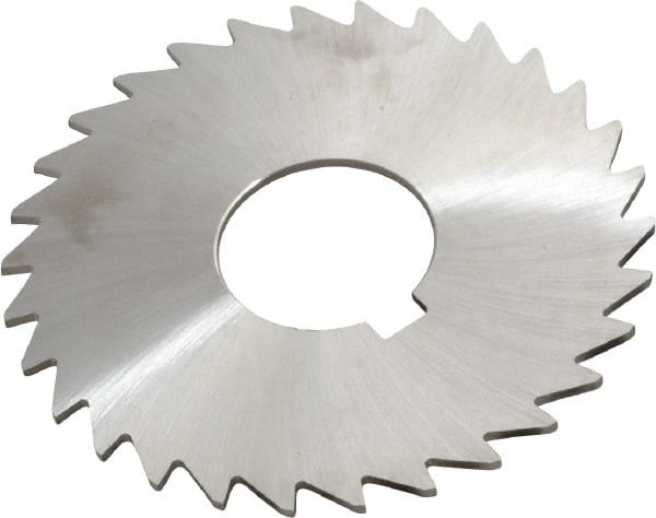Made in USA - 3" Diam x 1/16" Blade Thickness x 1" Arbor Hole Diam, 30 Tooth Slitting and Slotting Saw - Arbor Connection, Right Hand, Uncoated, High Speed Steel, Concave Ground, Contains Keyway - Exact Tooling