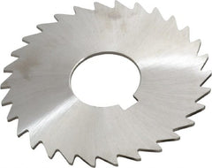 Made in USA - 3" Diam x 1/16" Blade Thickness x 1" Arbor Hole Diam, 30 Tooth Slitting and Slotting Saw - Arbor Connection, Right Hand, Uncoated, High Speed Steel, Concave Ground, Contains Keyway - Exact Tooling