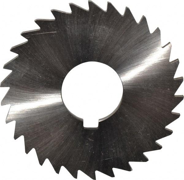 Made in USA - 3" Diam x 1/8" Blade Thickness x 1" Arbor Hole Diam, 30 Tooth Slitting and Slotting Saw - Arbor Connection, Right Hand, Uncoated, High Speed Steel, Concave Ground, Contains Keyway - Exact Tooling