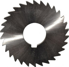Made in USA - 3" Diam x 1/8" Blade Thickness x 1" Arbor Hole Diam, 30 Tooth Slitting and Slotting Saw - Arbor Connection, Right Hand, Uncoated, High Speed Steel, Concave Ground, Contains Keyway - Exact Tooling