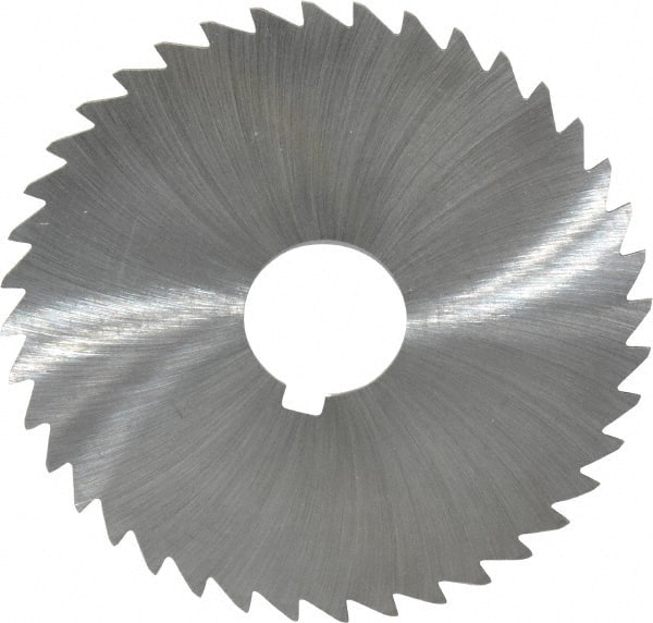 Made in USA - 4" Diam x 1/32" Blade Thickness x 1" Arbor Hole Diam, 40 Tooth Slitting and Slotting Saw - Arbor Connection, Right Hand, Uncoated, High Speed Steel, Concave Ground, Contains Keyway - Exact Tooling