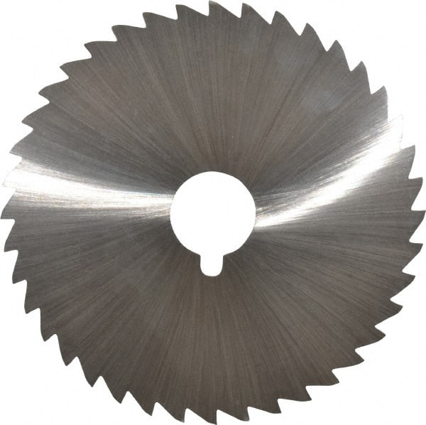 Made in USA - 5" Diam x 1/16" Blade Thickness x 1" Arbor Hole Diam, 40 Tooth Slitting and Slotting Saw - Arbor Connection, Right Hand, Uncoated, High Speed Steel, Concave Ground, Contains Keyway - Exact Tooling