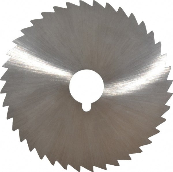 Made in USA - 5" Diam x 3/32" Blade Thickness x 1" Arbor Hole Diam, 40 Tooth Slitting and Slotting Saw - Arbor Connection, Right Hand, Uncoated, High Speed Steel, Concave Ground, Contains Keyway - Exact Tooling