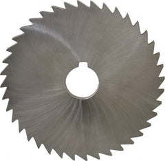 Made in USA - 5" Diam x 3/16" Blade Thickness x 1" Arbor Hole Diam, 36 Tooth Slitting and Slotting Saw - Arbor Connection, Right Hand, Uncoated, High Speed Steel, Concave Ground, Contains Keyway - Exact Tooling