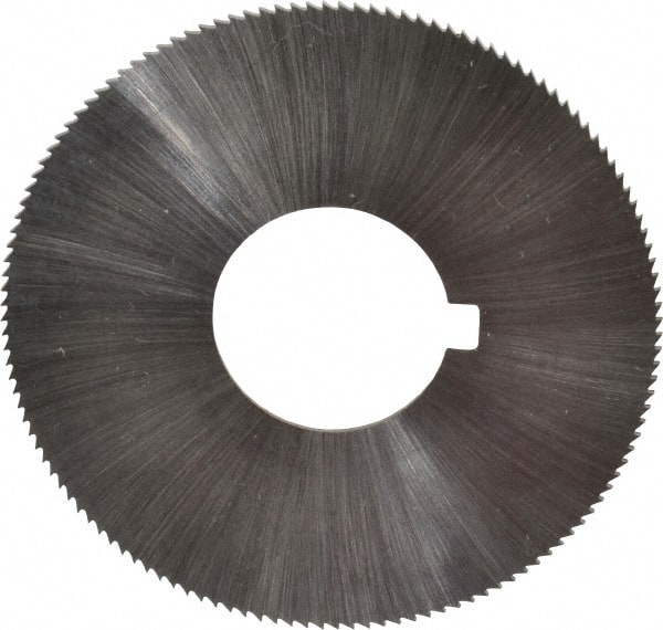 Made in USA - 1-3/4" Diam x 0.025" Blade Thickness x 5/8" Arbor Hole Diam, 132 Tooth Slitting and Slotting Saw - Arbor Connection, Right Hand, Uncoated, High Speed Steel, Concave Ground, Contains Keyway - Exact Tooling