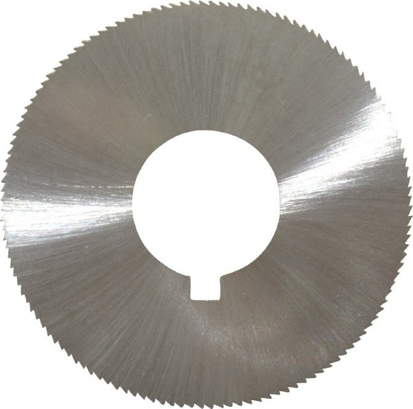 Made in USA - 1-3/4" Diam x 0.028" Blade Thickness x 5/8" Arbor Hole Diam, 132 Tooth Slitting and Slotting Saw - Arbor Connection, Right Hand, Uncoated, High Speed Steel, Concave Ground, Contains Keyway - Exact Tooling
