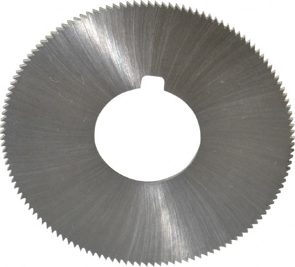 Made in USA - 1-3/4" Diam x 0.036" Blade Thickness x 5/8" Arbor Hole Diam, 132 Tooth Slitting and Slotting Saw - Arbor Connection, Right Hand, Uncoated, High Speed Steel, Concave Ground, Contains Keyway - Exact Tooling
