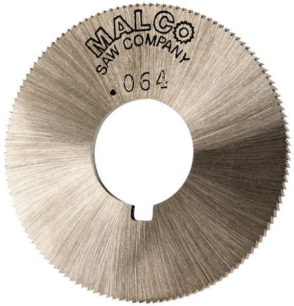 Made in USA - 1-3/4" Diam x 0.064" Blade Thickness x 5/8" Arbor Hole Diam, 132 Tooth Slitting and Slotting Saw - Arbor Connection, Right Hand, Uncoated, High Speed Steel, Concave Ground, Contains Keyway - Exact Tooling
