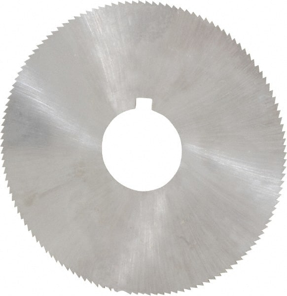 Made in USA - 2-1/4" Diam x 0.014" Blade Thickness x 5/8" Arbor Hole Diam, 132 Tooth Slitting and Slotting Saw - Arbor Connection, Right Hand, Uncoated, High Speed Steel, Concave Ground, Contains Keyway - Exact Tooling